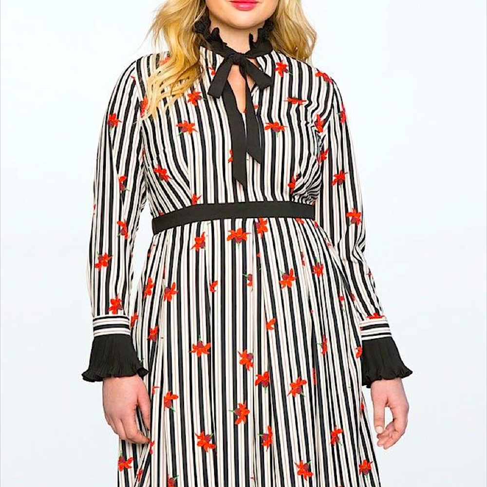 Eloquii tie neck pussy bow dress